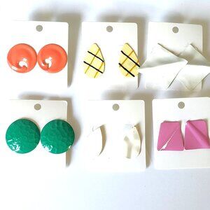 Metal 80s style pierced earring bundle